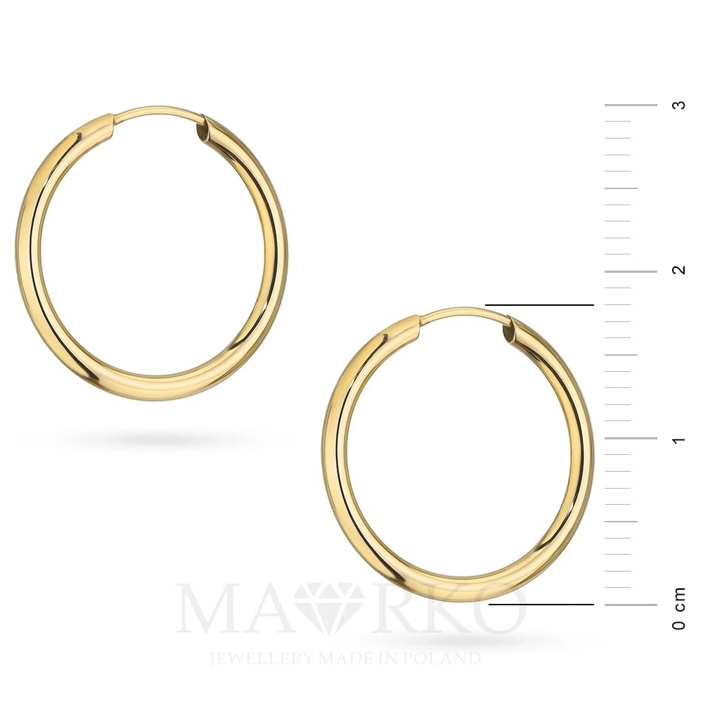MARKO Orecchini a cerchio da donna in vero oro 8 carati (333), eleganti orecchini in oro giallo | gioielli senza tempo per le donne – ideali per tutti i giorni e per Natale
