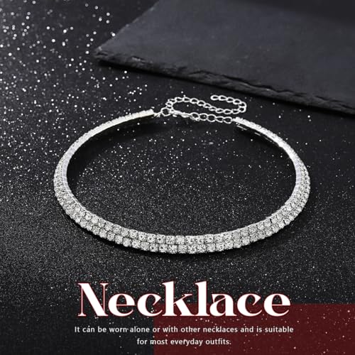 Handcess Strass Choker Halskette Silber Glitzernde Kristall Geschichtete Halsketten Braut Halskette Schmuck für Frauen