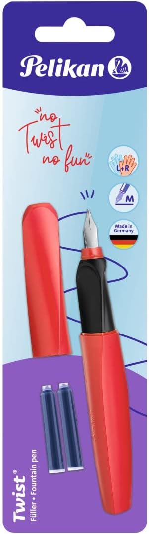 Pelikan 814805 – Penna stilografica Twist con pennino M, 2 cartucce, 1 pezzo, blister Pelikan 814805 – Penna stilografica Twist con pennino M, 2 cartucce, 1 pezzo, blister