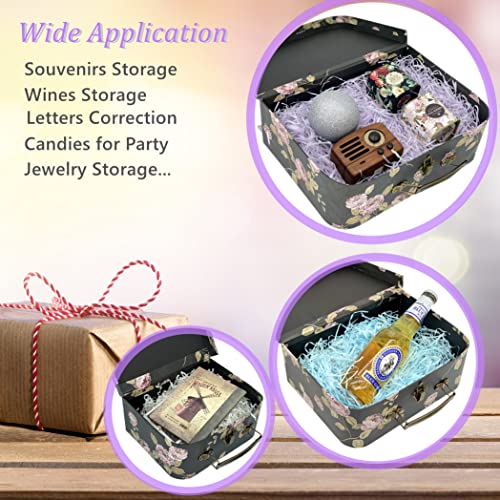 Amedoo Decorative Boxes Set Of 3 Decorative Storage Boxes With Lids, Cardboard Box, Vintage Suitcase For Home Decoration, Photo Storage, Hat Boxes (Black Flowers) #TOP5