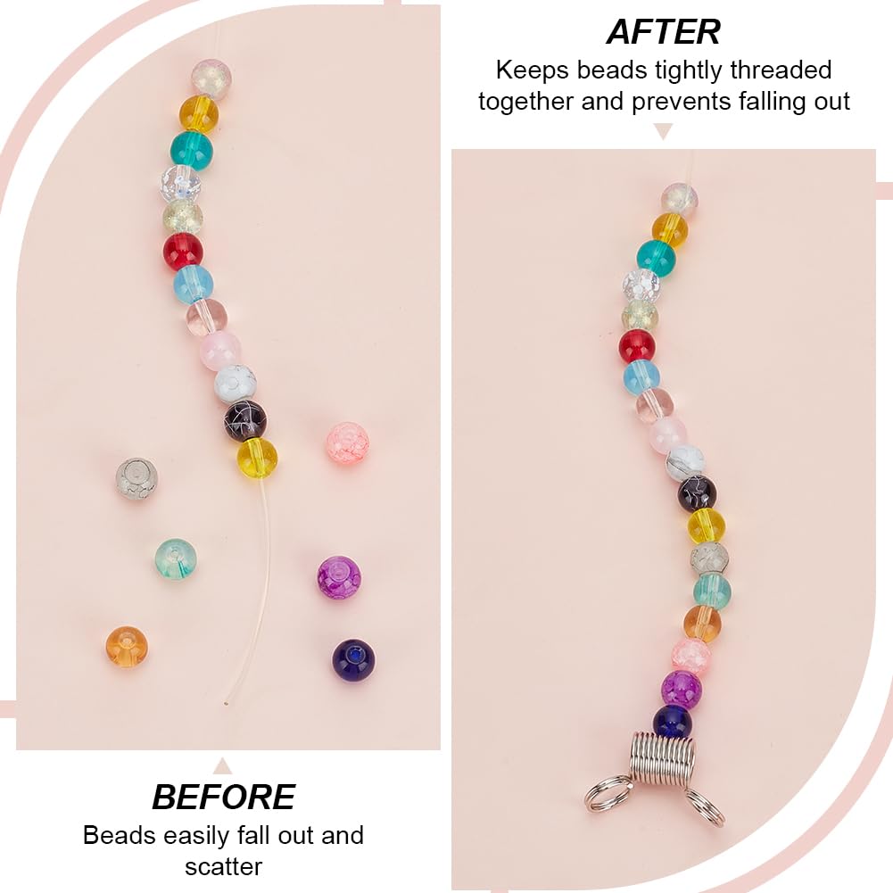 PLIGREAT 40 Pcs Beads Stoppers 2 Sizes Bead Clamps for Jewelry Making Bead Wire Ends to Prevent Beads from Falling Bead Cord Clips for Jewelry Making Kumihimo DIY Bracelets Necklaces