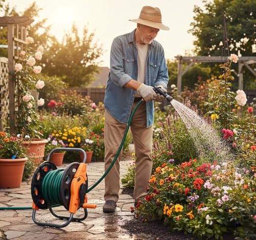 Image of Dolphy Portable Garden Water Pipe Hose Reel Cart