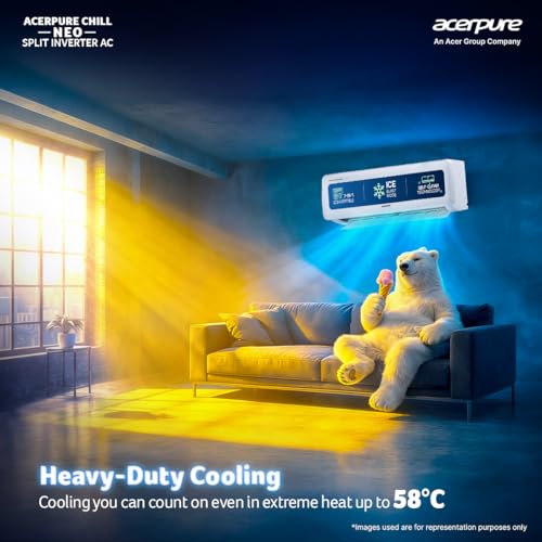 Image of Acerpure Chill Neo 1.0 Ton 3 star, New star rated, AC5IPG61TN3W 7 in 1 Convertible Split AC(Copper, Ice Blast Mode, 4 way swing, Cooling @ 58 degree, White)