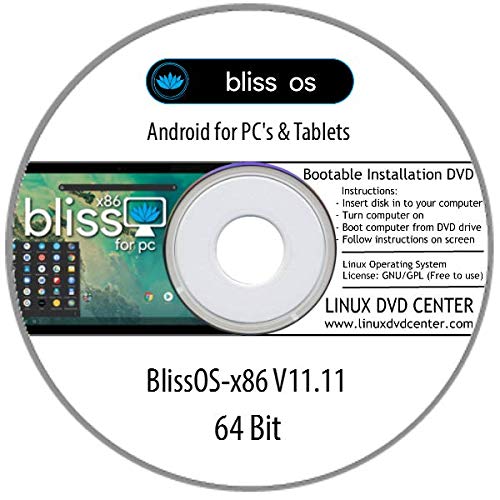 Bliss OS x86 V11 "Android for PC & Laptop" (64Bit) - Bootable Linux Installation DVD Bliss OS x86 V11 "Android for PC & Laptop" (64Bit) - Bootable Linux Installation DVD