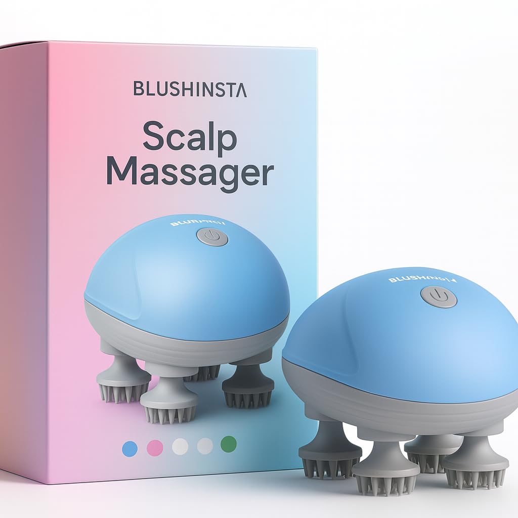 Blushinsta Revive Scalp Massager | 96 Silicon Kneading Points with Detachable Heads | Scalp, Body & Head Massager for Hair Growth (Multicolor)