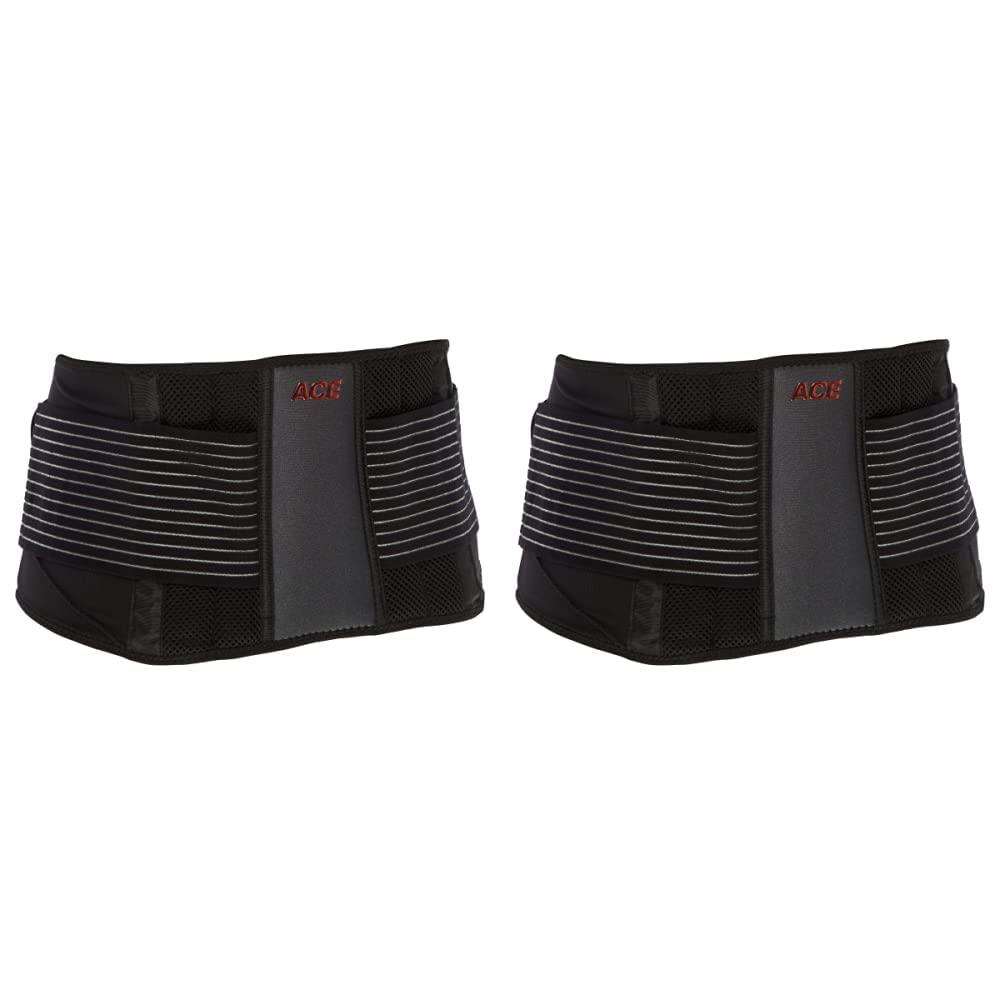ACE - 902002 Adjustable Back Brace, Stabilizing Support and Comfort, Adjustable, Breathable, Full Range of Motion, from America's Most Trusted Brand of Braces, Black (Pack of 2)