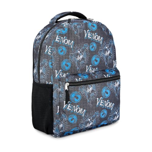 Marvel Mochila escolar de quadrinhos – Homem-Aranha Vingadores Capitão América, Homem de Ferro, Hulk, Impressão total para meninos, Venom preto, 18 inches (H) x 13 inches (W) x 6 inches (D)