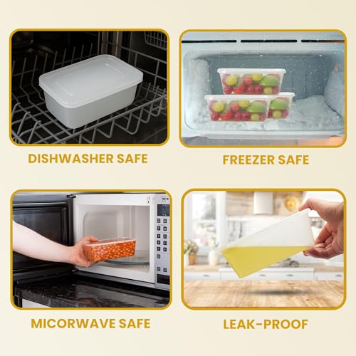 Image of Superior Takeaway Containers with Lids - 20 Pcs Durable 750ml Crack-Resistant Rectangular Food Containers with Lids -Microwave Safe Leak-Proof Takeaway Containers- Perfect for Meal Prep & Food Storage