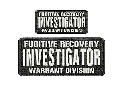 Fugitive Recovery Investigator Embroidery Patch 4x10 & 2.5x6 Hook Black Embroidered Iron on Patch Sew On for Clothing Applique for Jackets, Hats, Backpacks Repair Patches for Craft