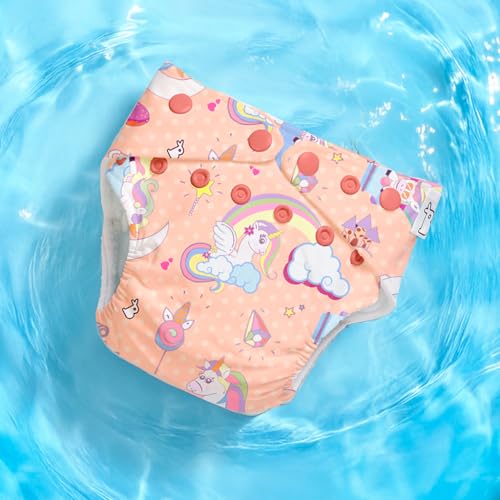 Image of SuperBottoms Swimming Diapers for Babies & Toddlers - Reusable & Adjustable Swim Diapers - Washable Cloth Diapers - Skin Friendly Fabric - Easy to Clean - Fits 3M - 3Y