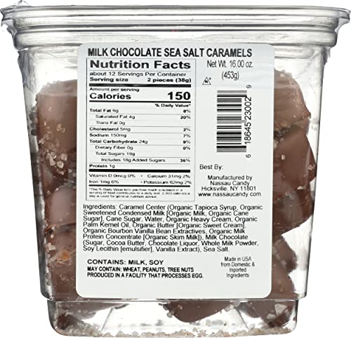 Image of Nassau Candy, Candy Milk Chocolate Sea Salt Caramels, 16 Ounce