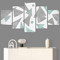 SIGNWIN 5 Panel Canvas Wall Art Modern Art Contemporary Dramatic Geometric Mixed Media Multicolor Patterns for Home Decorations Ready to Hang - 60