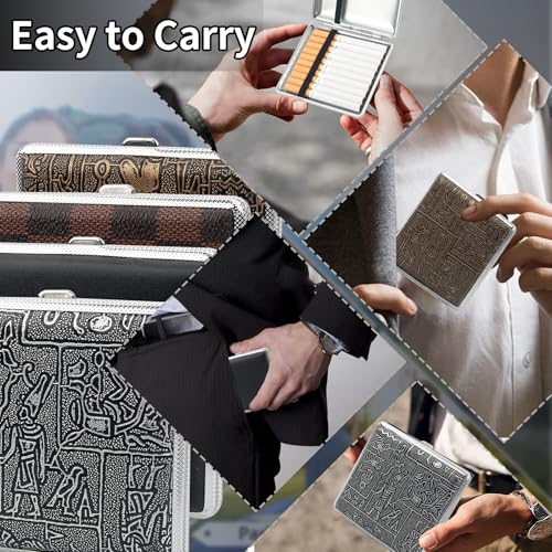 4 Stück Leder Zigarettenetui Metall,Cigarette Case Mit Gummiband,Zigarettenetuis Für Herren Damen,Zigaretten Schachteln Feuchtigkeitsbeständig,Fasst 20 Zigaretten,Zigarettenbox für Hosen und Hemdtasch