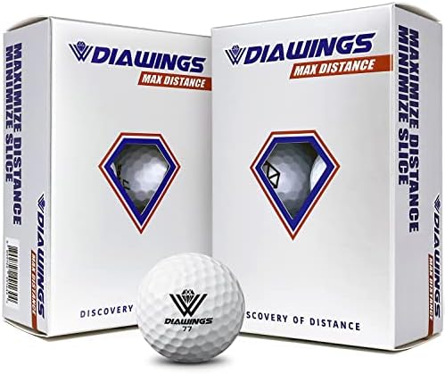 Diawings Max Distance Golf Balls for Maximum Distance, Anti Slice, Low Spin, Straight Shots | Half Dozen X 2, 12 Balls | White, Pink, Orange, Yellow (White)