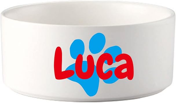 Personalized Ceramic Dog Cat Bowls Dog Water and Food Dish Custom Pet Bowl for Small Medium Large Dogs Kitten Puppy Bowls Bottom Non-slip White