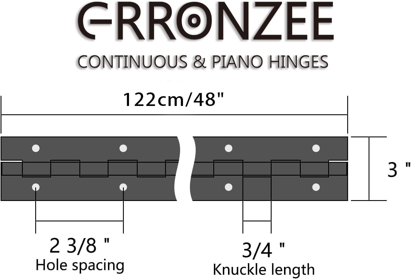 piano hinge 48 inch x 3 inch heavy duty stainless steel piano hinge continuous hinge for cabinet, door, diy wood boxes, 0.047" leaf thickness, screw included