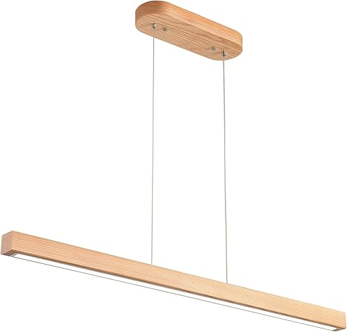 Miniatura 15 de Lámparas colgantes lineales de madera de 47 pulgadas, modernas, LED, 36 W, regulables, iluminación colgante de techo, luces colgantes, candelabros