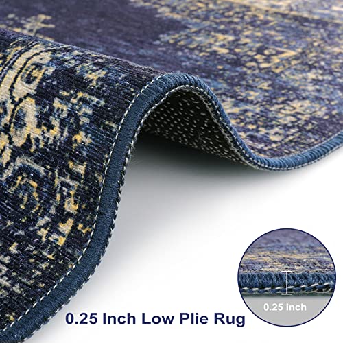 Lanffia Persian Hallway Runner Rug 2X5, Navy Blue Medallion Bedroom Rug Bohemian Kitchen Runner Rug Non-Slip Washable Vintage Low-Pile Floor Carpet For Laundry Room Entrance Bathroom #TOP1