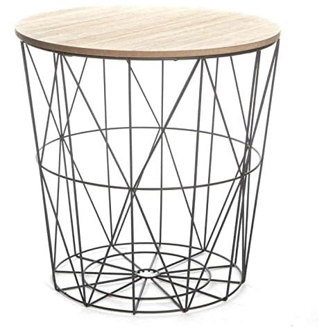Paris Prix Kumi Designer Side Table - 41 cm, Black Cover