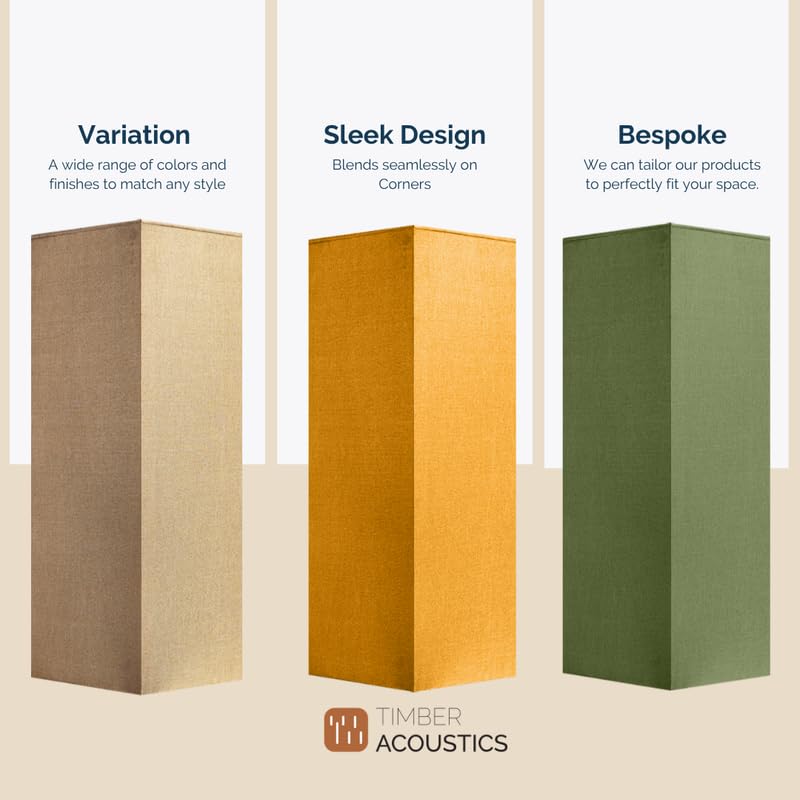Image of Timber Acoustics Soffit Bass Traps | Premium Low-Frequency Absorption for Balanced & Clear Audio | Acoustic Room Treatment | Soundproof Corner Panels (Beige, 6ft x 18in)
