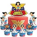 21 Wonder Cake Topper Cupcake Toppers Set - Hero Theme Birthday Party Supplies Cake Decorations for Girls