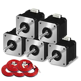 iMetrx Nema 17 Stepper Motor 42x38mm 5PCS 17HS4401 1.5A-3.8V 2 Phase 4 Wires 1.8 Degrees with 1Meter Cable for 3D Printer Motors