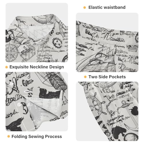 Image of visesunny Boys Hawaiian Shirt and Short Set Summer Outfit Kids 2 Piece Clothes Set 3-10Y