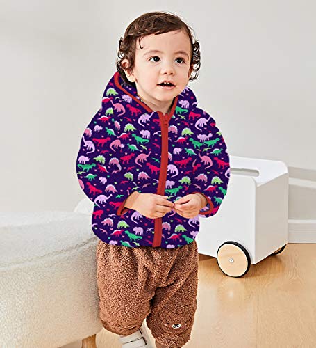 Baby Kids Winter Coats Hoods Ultralight Toddler Girl Dinosaur Puffer Coats Cute Zipper Cable Outwear Snowsuit for Snow Rain Or Cold Weather 6-12 Month - Thumbnail 2