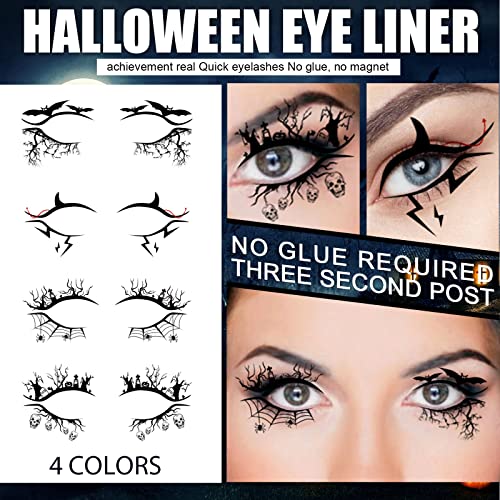 4 Pairs Halloween Eye Shadow Stickers Eyeliner Decals Spider Web Skull Bat Temporary Tattoo Stickers Face eye Makeup Stickers for Women Girls Halloween Masquerade Party. - Image 5