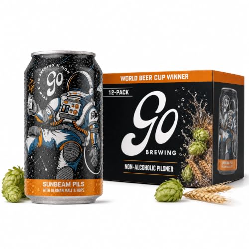 Image of Go Brewing Sunbeam Pils, NA Beer, 12 Pack (12 oz) | Small-Batch Craft Brew, Low-Calorie, Classic Ingredients, Bold Smooth Finish, Any Occasion