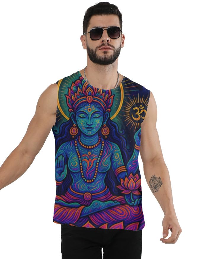 Men's Tank Top | Cosmo Goddess Sleeveless Vest | 180 GSM 100% Spun Polyester Regular Fit | Casual-image-37
