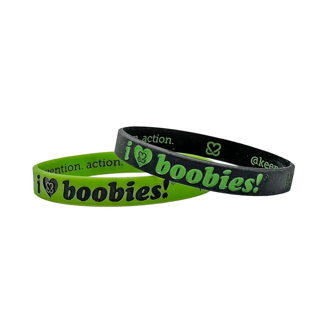 Keep A Breast The i love boobies! Lime Green Black Bracelet Pack