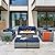 Rattaner Patio Furniture Set with 45-Inch Fire Pit 7-Piece Outdoor Furniture Sets Patio Couch Outdoor Chairs 60000 BTU Propane Fire Pit Table Non-Slip Cushions and Waterproof Covers, Navy Blue