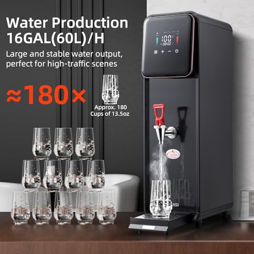 Image of 15L /4Gal Hot Water Dispenser, 1600W Commercial Hot Water Boiler, 60L(13Gal) /H Large Hot Beverage Dispenser with 304 Stainless Steel Inner, HD LED Screen for Hotels, Restaurants, Bars
