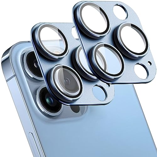 SHANG PIN JIA 2 Pack Camera Lens Protector for iPhone 13 Pro/13 Pro Max,[Not Easy to Breakn ] AR Tempered Glass Strong Adsorption Metal Camera Cover Screen-Black