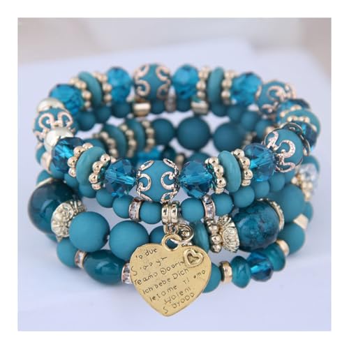 Beaded Bracelet Set for Women Boho Stackable Trendy Crystal Accents Multilayer Bangle Bracelet Fashion Stretch Bracelets Jewelry