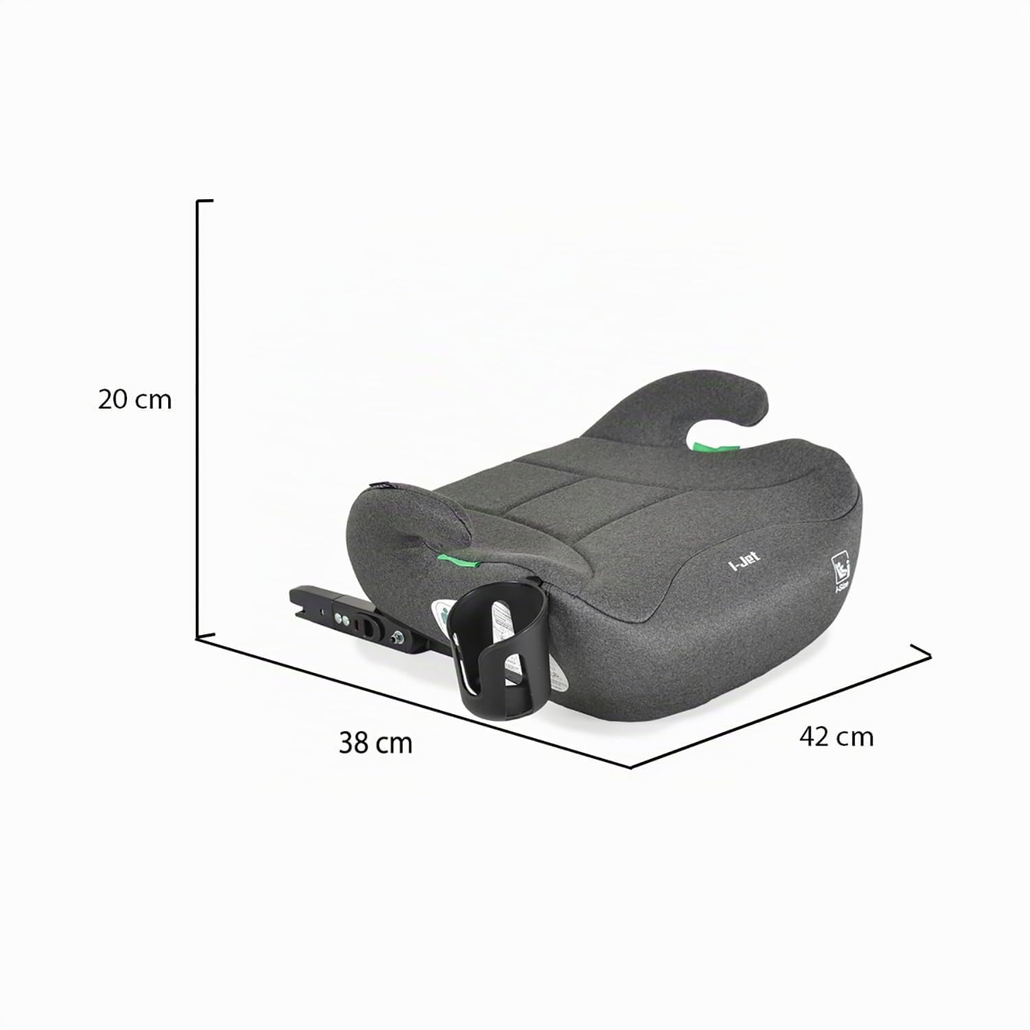 Moni seggiolino bambini, seggiolino di rialzo i-Jet (125-150cm) gruppo 3, isofix, colori:grigio