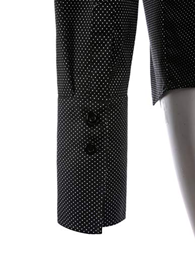Doublju Womens Wrinkle-Free Long-Sleeve Slim Fit Button Down Shirt with Plus Size Dotblackwhite XL