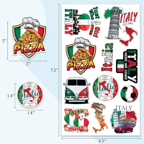 Image of Italy Travel Stickers 50 Pieces Vinyl Waterproof Decal for Laptop Water Bottle Phone Car Window Bike Motorcycle Stakeboard Scrapbook Italian Sticker Gifts