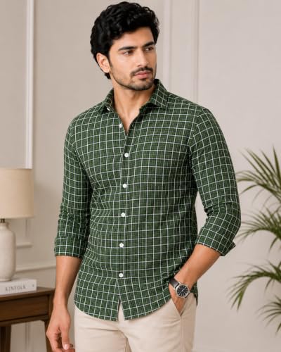 Image of Cotswool Checks Unstitched Shirt Fabric 2.25 Meter, 44 Inch