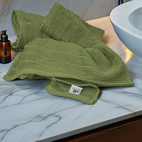 Image of Tens Towels Pack of 6 Hand Towels, 100% Cotton, Lighter Weight, Quick to Dry, 16 x 28 Inches, Super Soft & Absorbent, Perfect for Bathroom & Kitchen, Green