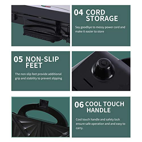 Auertech Sandwich Maker, Toaster And Electric Panini Maker Omelette Grilled Cheese Machine With Extra-Large Non-Stick Plates, Indicator Lights, Cool Touch Handle (Double Sandwich) #TOP6