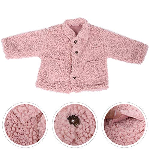 KESYOO Casaco Feminino de Inverno Manga Comprida Lapela de Botão para Cima Casaco de Lã de Cordeiro