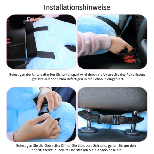 FHSGGP Reisekissen Kind Nackenkissen Autoschlafkissen für Lange Reisen U-Form Auto Sicherheitsgurt Kissen Reisekissen für Kinder Künstliches Kaninchenfell grau