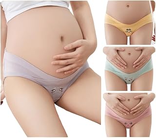 Ghelonadi Maternity Underwear Low Rise V Shape Bikini Cotton Pregnancy Under The Bump Panties Smile Print Breathable Stret... Price In India