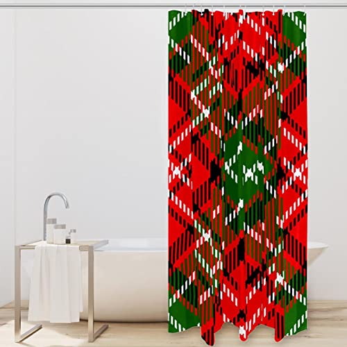 Rideau de douche imperméable à carreaux écossais lavable avec crochets