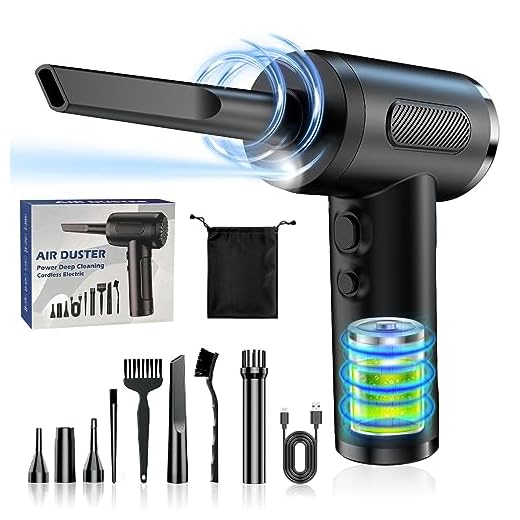 Sjpzwcrl Aire Comprimido Limpieza PC: Soplador Polvo Electrico Potente Limpiador Ordenador 3 Velocidades LED Ar Compresor Eléctrico Portátil a Bateria Inalámbrico de Mano Plumero para Coche Teclado