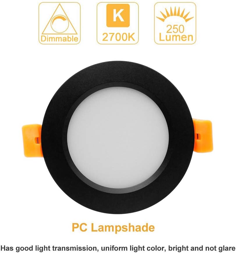 YGS-Tech 2 Inch LED Recessed Lighting, Dimmable Downlight 3W(35W Halogen Equivalent), CRI80, 2700K Ultra Warm White Ceiling Light with LED Driver(10 Pack)