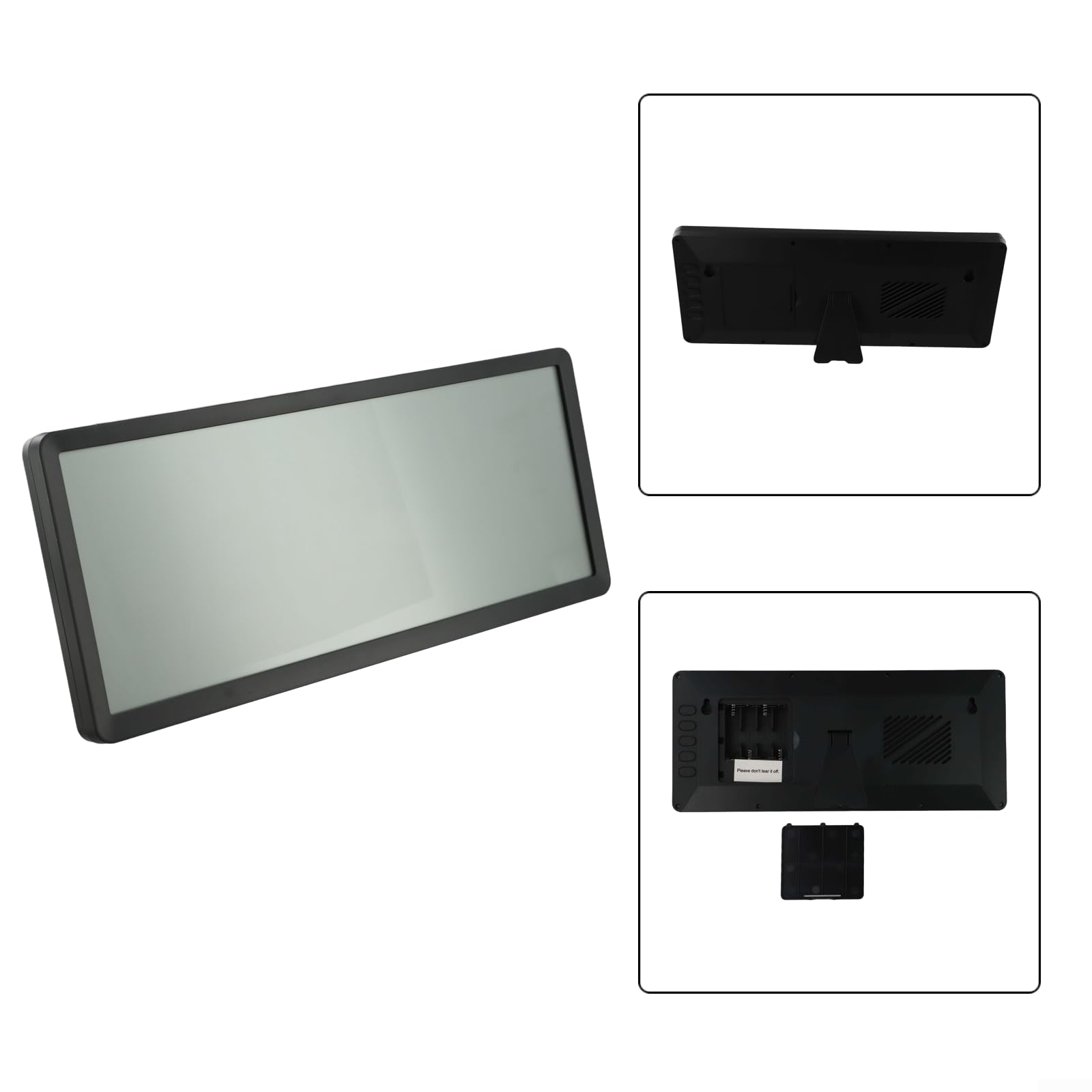 Reloj de pared LCD de pantalla grande, reloj despertador digital con temperatura, fecha, fase lunar, funciona con pilas, diseño rectangular moderno para sala de estar, color negro