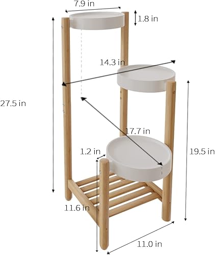 Miniatura 6 de APRTAT Soporte para plantas de 4 niveles soportes de bambú para interiores para múltiples plantas soporte de esquina para plantas soporte para